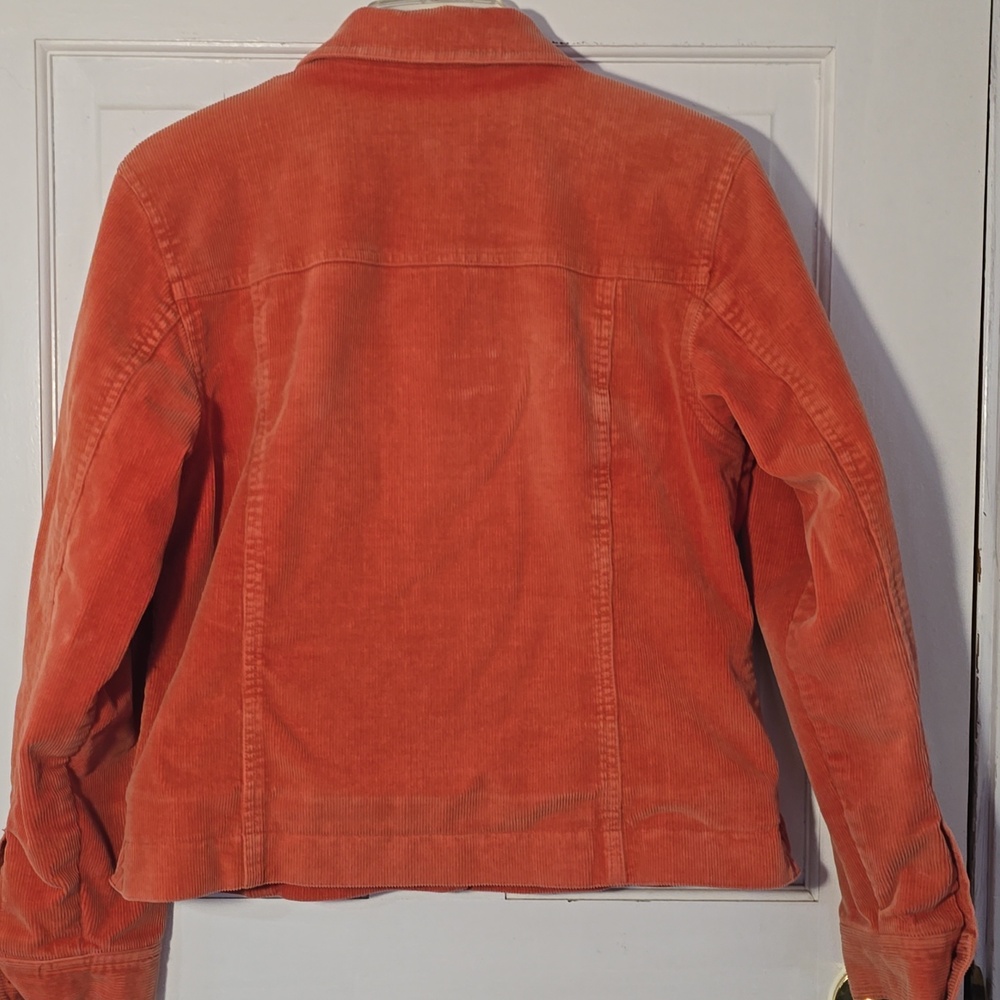 Wonderful Pink Salmon LL Bean Corduroy Jean Jacket XS Lined w/ Floral Flannel - Picture 4 of 10